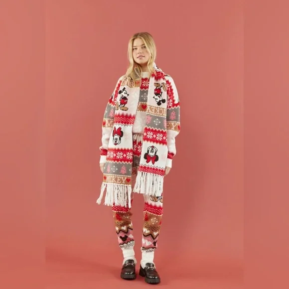 NEW Forever 21 x Disney Mickey Mouse Fair Isle Christmas Sweater-Knit Joggers - Picture 2 of 9